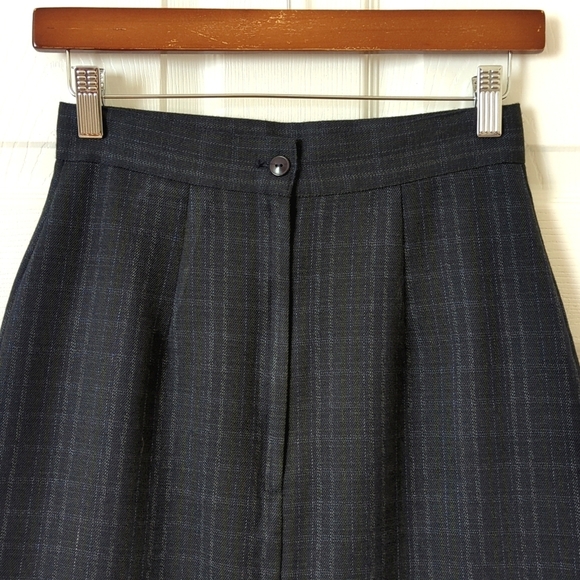 Diane K. 80's Vintage Preppy Plaid High Waisted A-Line Mini Skirt Navy Green 5 - Picture 8 of 14
